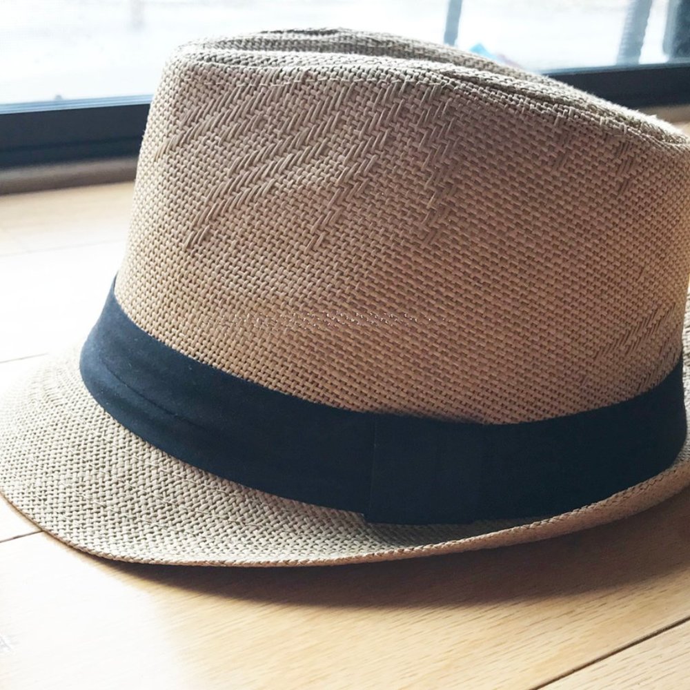 black trimmed fedora